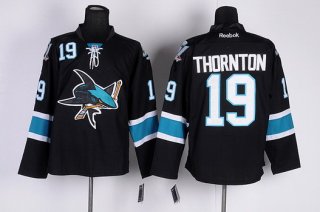 San Jose Sharks #19 Joe Thornton Black Third Jersey