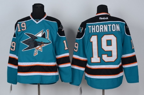 San Jose Sharks #19 Joe Thornton Blue Jersey