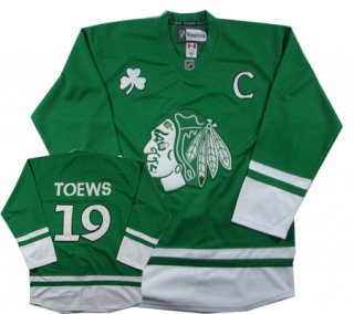 Chicago Blackhawks #19 Jonathan Toews St. Patrick's Day Green Jersey