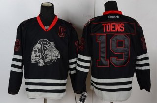 Chicago Blackhawks #19 Jonathan Toews Black Ice Skulls Jersey