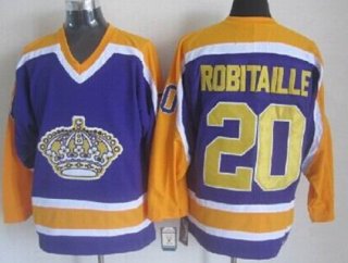 Los Angeles Kings #20 Luc Robitaille Purple With Yellow Throwback CCM Jersey