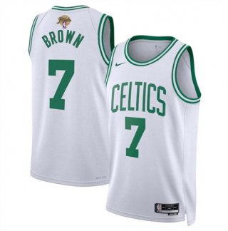 Men's Boston Celtics #7 Jaylen Brown White 2024 Finals Association Edition Stitched Basketball Jersey