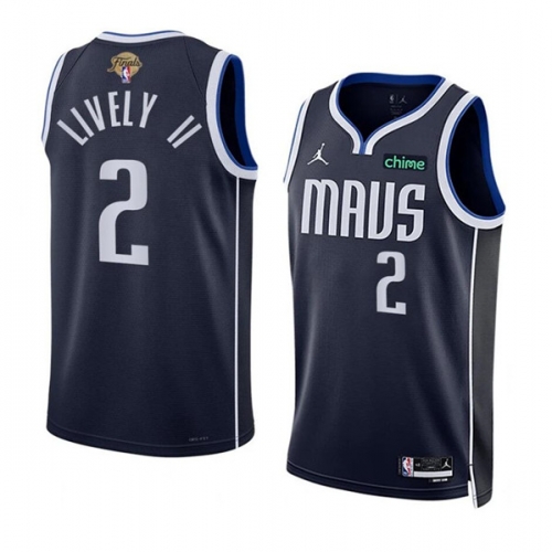 Men's Dallas Mavericks #2 Dereck Lively II Navy 2024 Finals Statement Edition Stitched Basketball Jersey