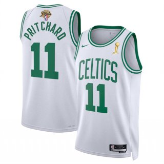 Men's Boston Celtics #11 Payton Pritchard White 2024 Finals Champions Association Edition Stitched Basketball Jersey