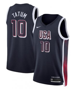 Men's USA Basketball #10 Jayson Tatum Navy 2024 Swingman Stitched Jersey