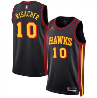 Men's Atlanta Hawks #10 Zaccharie Risacher Black 2024 Draft Statement Edition Stitched Jersey