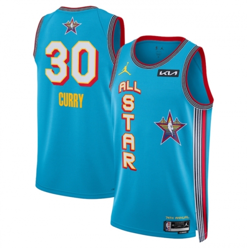 Men's 2025 All-Star #30 Stephen Curry Light Blue Stitched Basketball Jersey