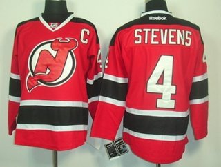 New Jersey Devils #4 Scott Stevens Red With Black Jersey