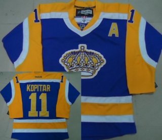 Los Angeles Kings #11 Anze Kopitar Purple With Yellow Jersey