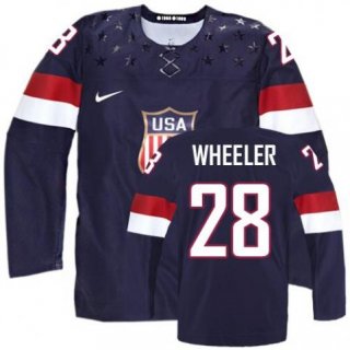 2014 Olympics USA #28 Blake Wheeler Navy Blue Jersey