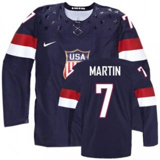 2014 Olympics USA #7 Paul Martin Navy Blue Jersey