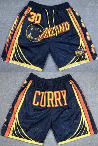 Men's Golden State Warriors #30 Stephen Curry Navy Shorts(Run Small)