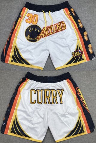 Men's Golden State Warriors #30 Stephen Curry White Shorts(Run Small)