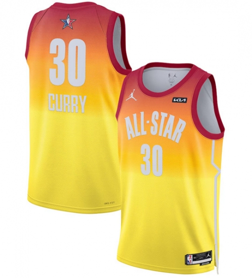 Men's 2023 All-Star #30 Stephen Curry Orange Game Swingman Stitched Basketball Jersey