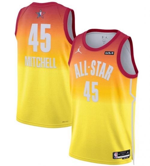 Men's 2023 All-Star #45 Donovan Mitchell Orange Game Swingman Stitched Basketball Jersey