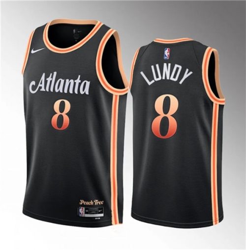 Men's Atlanta Hawks #8 Seth Lundy Black 2023 Draft City Edition Stitched Jersey