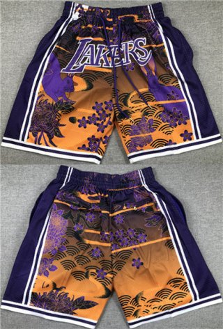 Men's Los Angeles Lakers Purple Yellow Shorts