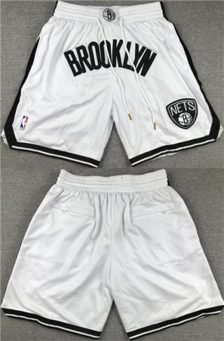 Men's Brooklyn Nets White Shorts (Run Small)