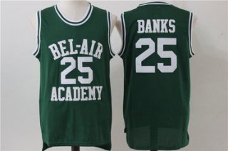 Bel-Air Academy 25 Banks Green Stitched Basketball Jersey