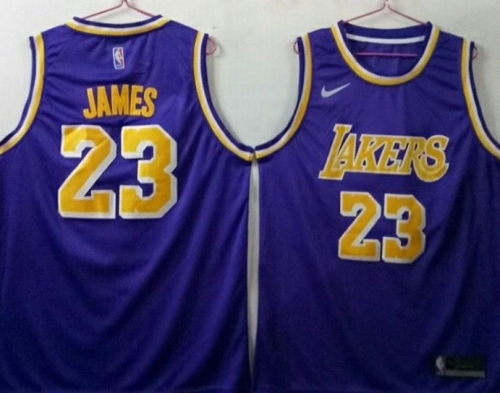 Men's Los Angeles Lakers 23 Lebron James Purple Nike Swingman Jersey