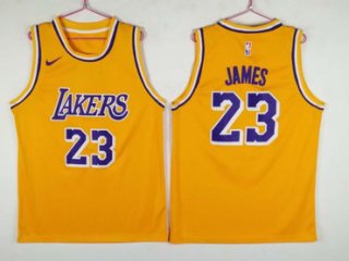 Men's Los Angeles Lakers 23 Lebron James Yellow Nike Swingman Jersey