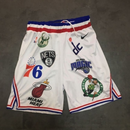 Supreme X Nike X NBA Logos Stitched Basketball White Shorts