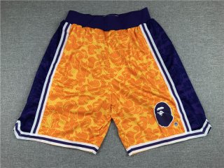 Men's Los Angeles Lakers Mitchell & Ness x BAPE Yellow 1996-97 Hardwood Classics Shorts