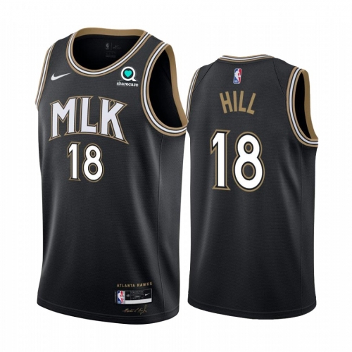 Nike Hawks #18 Solomon Hill Black NBA Swingman 2020-21 City Edition Jersey