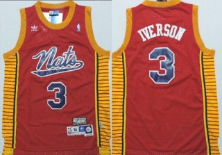 Philadelphia Sixers #3 Allen Iverson Nats Red Swingman Throwback Jersey