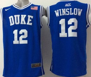 Duke Blue Devils #12 Justise Winslow 2015 Blue Round Collar Jersey