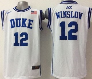 Duke Blue Devils #12 Justise Winslow 2015 White Round Collar Jersey