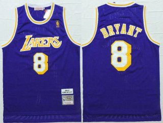 Men's Los Angeles Lakers #8 Kobe Bryant 1996-97 Purple Hardwood Classics Soul Swingman Throwback Jersey