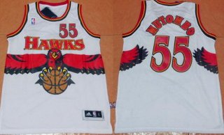 Men's Atlanta Hawks #55 Dikembe Mutombo 1990 White Hardwood Classics Soul Swingman Throwback Jersey