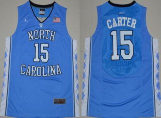 Men's North Carolina Tar Heels #15 Vince Carter 2016 Light Blue Swingman College Basketball Jersey