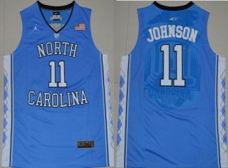 Men's North Carolina Tar Heels #11 Brice Johnson 2016 Light Blue Swingman College Basketball Jersey