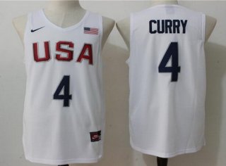 2016 Olympics Team USA Men's #4 Stephen Curry Revolution 30 Swingman White Jersey