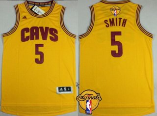 Men's Cleveland Cavaliers #5 J.R. Smith 2016 The NBA Finals Patch Yellow Jersey