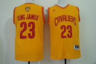 Men's Cleveland Cavaliers #23 King James Nickname 2016 The NBA Finals Patch Yellow Fashion Jersey