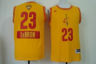 Men's Cleveland Cavaliers #23 LeBron James 2016 The NBA Finals Patch 2014 Christmas Day Yellow Jersey