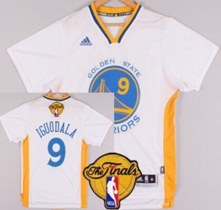 Men's Golden State Warriors #9 Andre Iguodala White Short-Sleeved 2016 The NBA Finals Patch Jersey