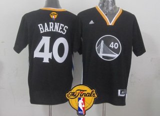 Men's Golden State Warriors #40 Harrison Barnes Black Short-Sleeved 2016 The NBA Finals Patch Jersey