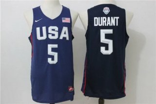 2016 Olympics Team USA Men's #5 Kevin Durant Navy Blue Revolution 30 Swingman Basketball Jersey