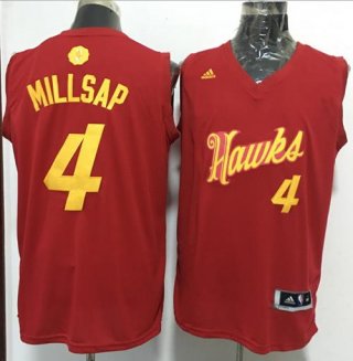 Men's Atlanta Hawks #4 Paul Millsap adidas Red 2016 Christmas Day Stitched NBA Swingman Jersey