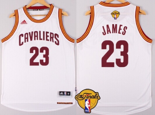 Men's Cleveland Cavaliers #23 LeBron James 2017 The NBA Finals Patch White Jersey