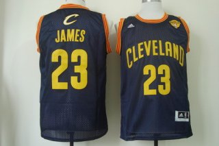 Men's Cleveland Cavaliers #23 LeBron James 2017 The NBA Finals Patch Navy Blue With Gold Swingman Jersey