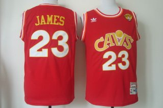 Men's Cleveland Cavaliers #23 LeBron James 2017 The NBA Finals Patch CavFanatic Red Hardwood Classics Soul Swingman Throwback Jersey