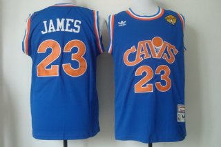 Men's Cleveland Cavaliers #23 LeBron James 2017 The NBA Finals Patch CavFanatic Blue Hardwood Classics Soul Swingman Throwback Jersey