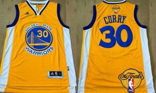 Men's Golden State Warriors #30 Stephen Curry Yellow 2017 The NBA Finals Patch Jersey