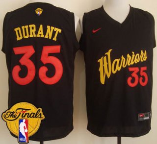 Mens's Warriors #35 Kevin Durant Black Fashion 2017 The Finals Patch Stitched NBA Jersey