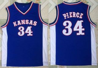 Men's Kansas Jayhawks #34 Paul Pierce Royal Blue College Basketball Retro Swingman Stitched NCAA Jersey